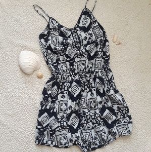 Printed spaghetti strap romper